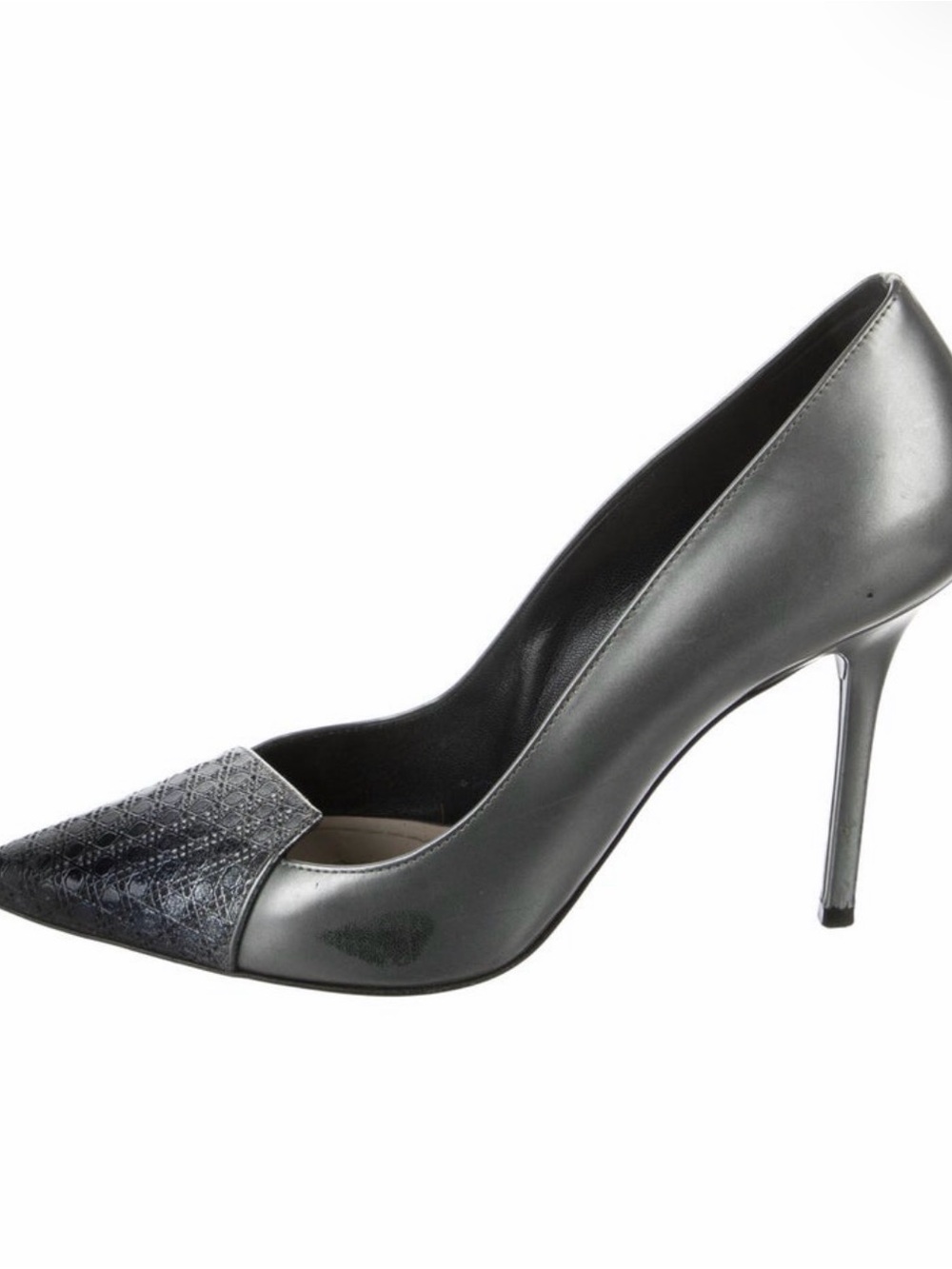 Dior Black Pointed Toe Mixed-Texture Pumps - Picture 4 of 5